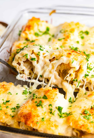 Krämiga lasagnerullar med kyckling och Alfredo-sås